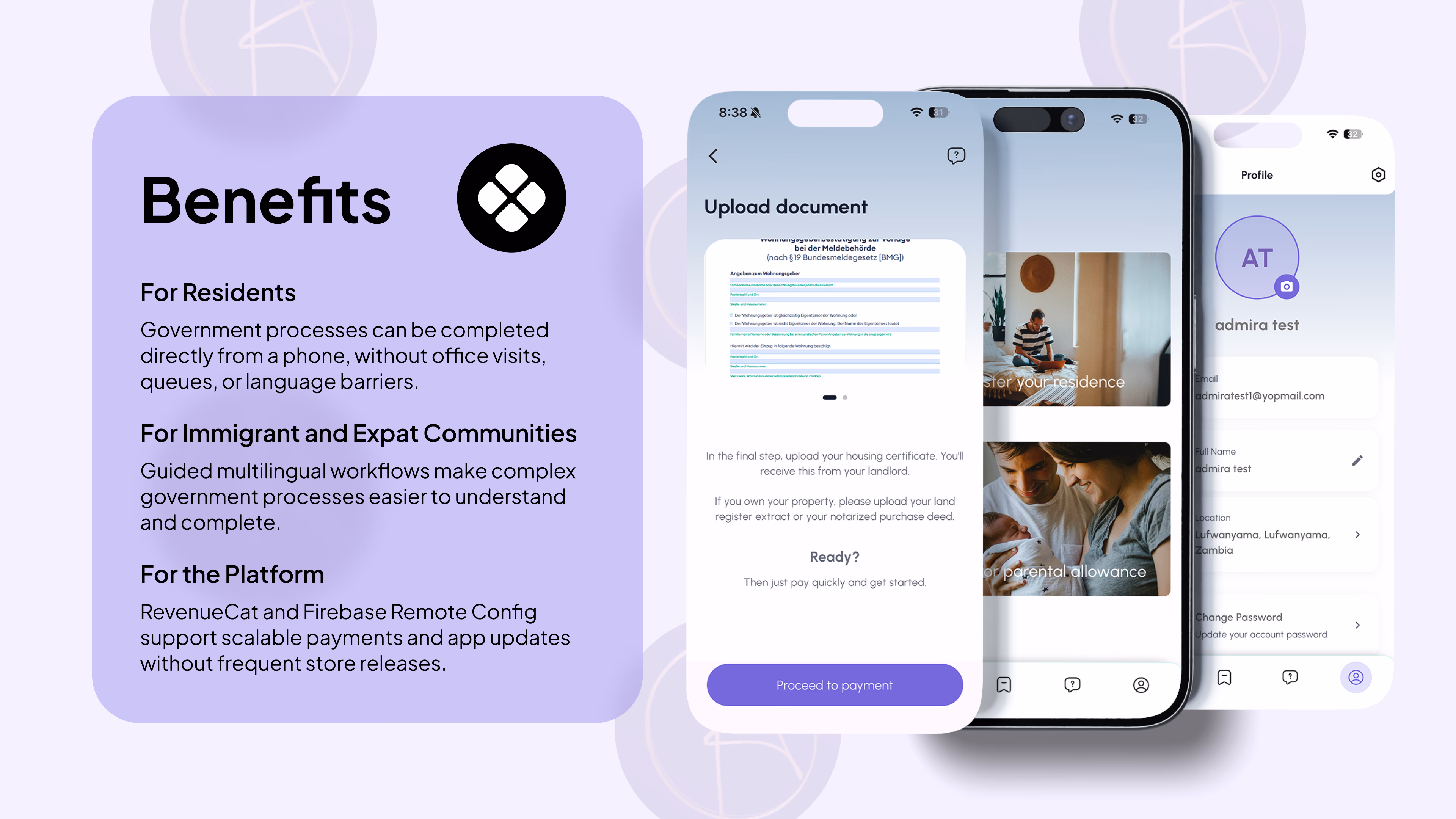 Admira — Mobile app interface, a case study by Codeable