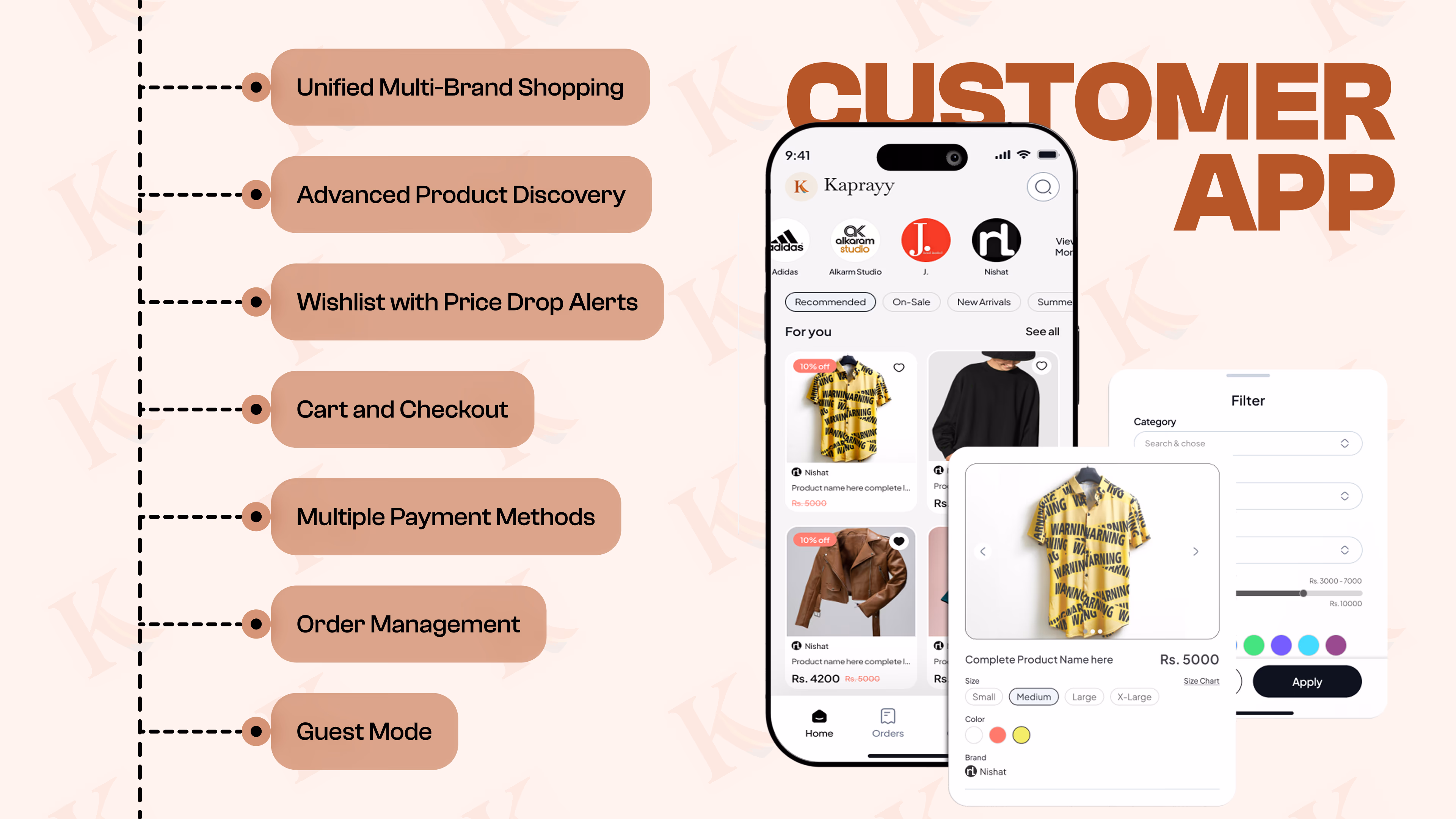 Kaprayy — Mobile app interface, a case study by Codeable